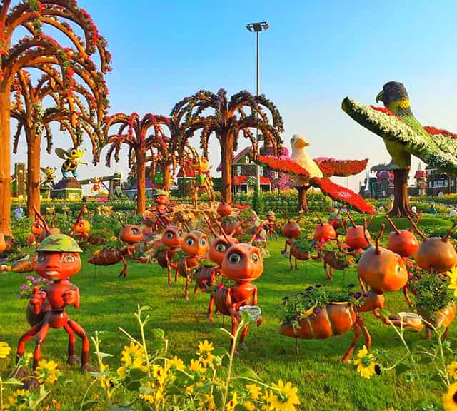 Ants Colony is almost 40 feet long and 20 feet wide in terms of its size at the Dubai Miracle Garden.