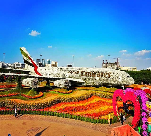 Emirates Airbus A380 at Dubai Miracle Garden in Season Six
