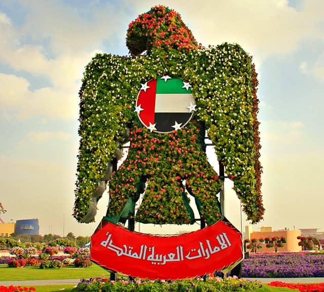 Floral Falcon of UAE at the Dubai Miracle Garden