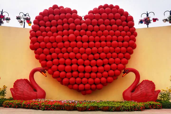 Heart Sculpture on the Wall of Dubai Miracle Garden
