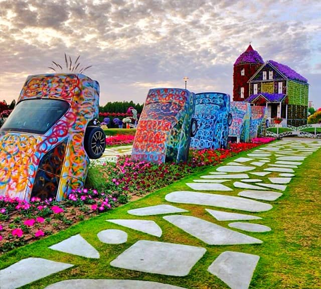 The Half Buried Cars were introduced at the Dubai Miracle Garden in 2013.