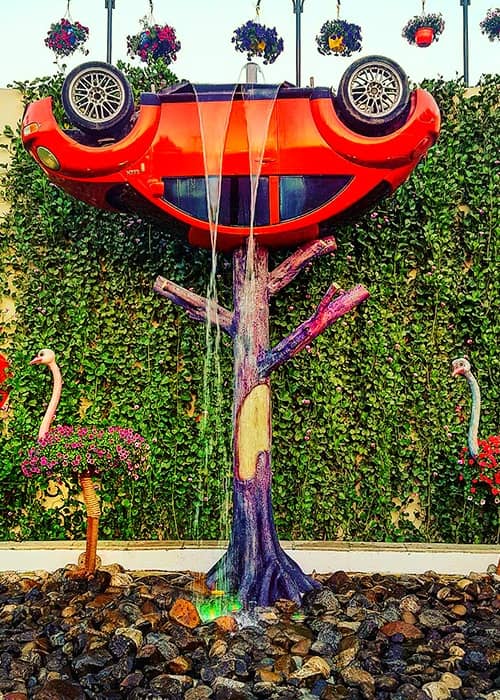 Popularity of Inverted Volkswagen Car at the Dubai Miracle Garden.