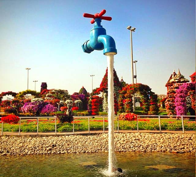 Pipeless Tap Fountain at the Dubai Miracle Garden.