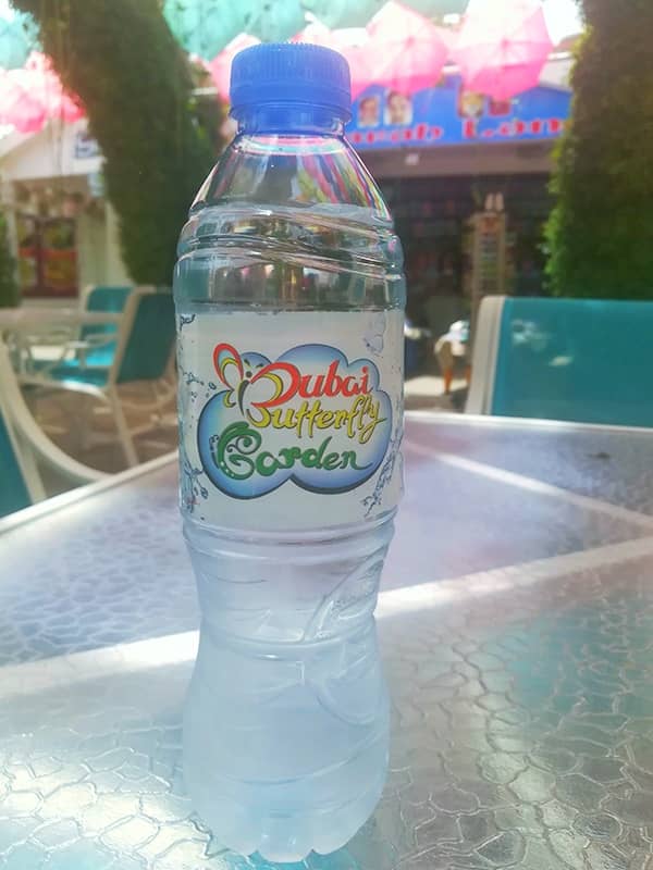 Price of Regular Water bottle is 10 AED at Dubai Miracle Garden