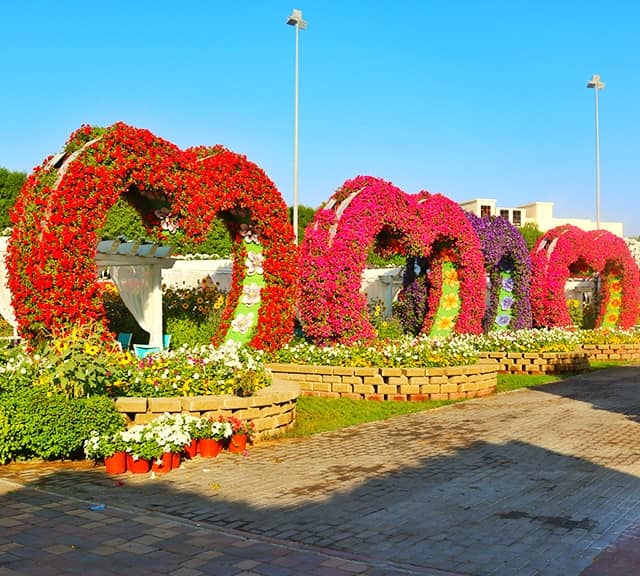 Rest Area Heart Arch and Valentine's Day at the Dubai Miracle Garden.