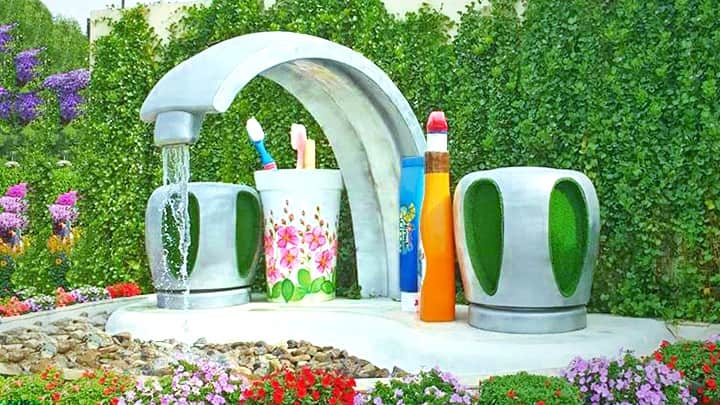 Wash Basin Fountain at the Dubai Miracle Garden.
