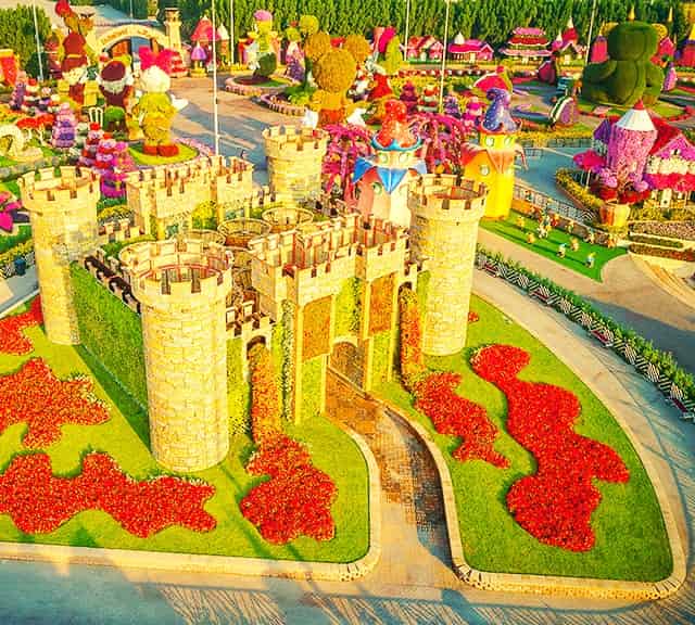 Dubai Miracle Garden displays most numbers of floral themes than any other garden in the world.