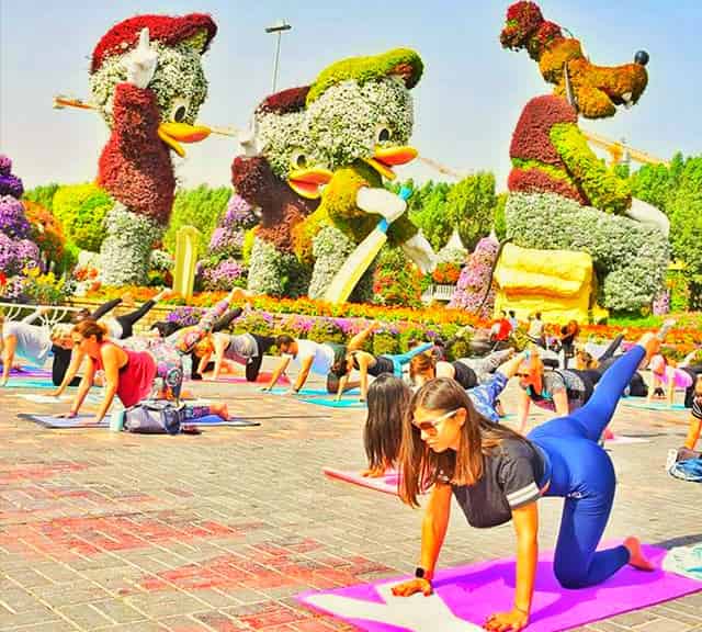 Yoga event at the Dubai Miracle Garden