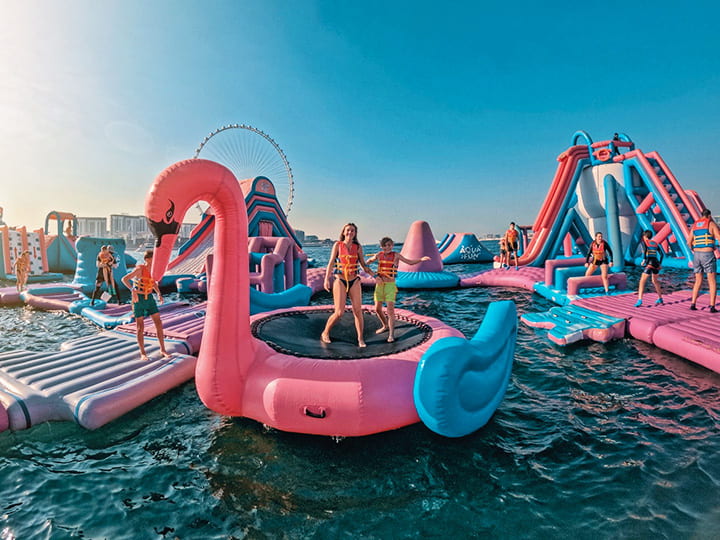 The Aquafun water park in Dubai is the world's biggest inflatable water park.