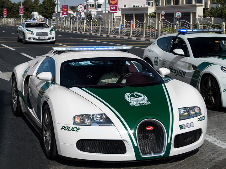 The fastest supercar Bugatti Veyron used by the Dubai police.